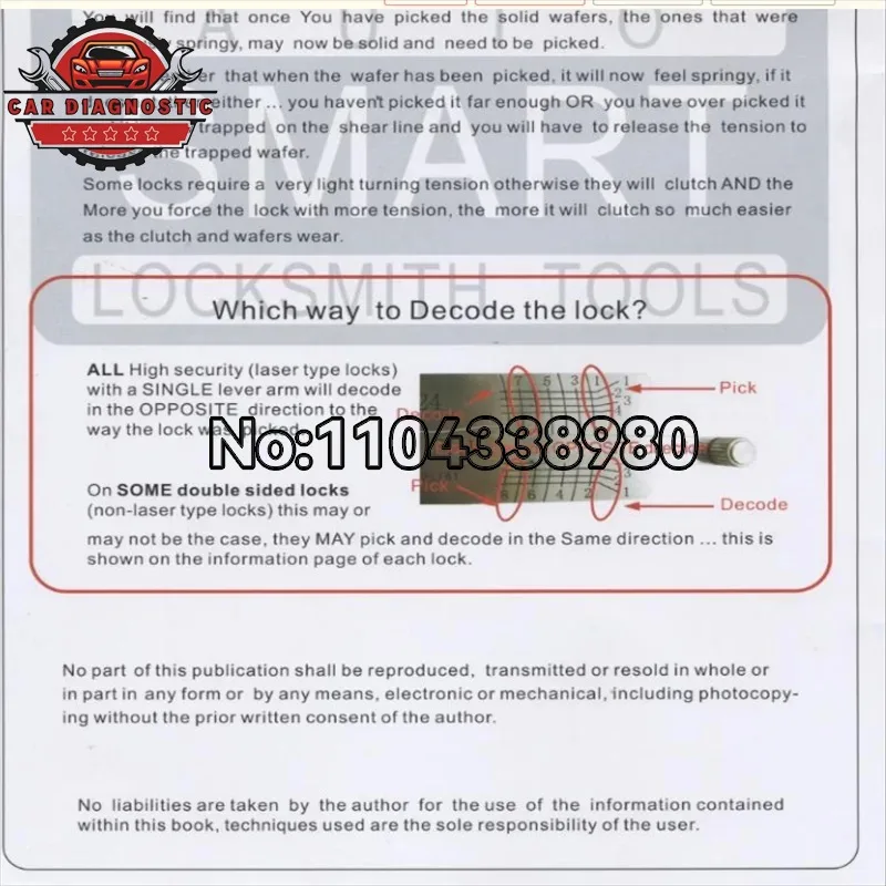 2026 hot selling newest for Lishi 2-in-1 Locksmith Tool User Manual Book Instruction Guide for Automotive Locks And Keys