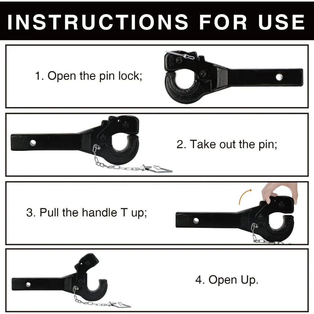 خطاف وصلة دبابيس 10 طن لربطات 2 بوصة، سعة 20000 رطل، فولاذ مزخرف متين #5