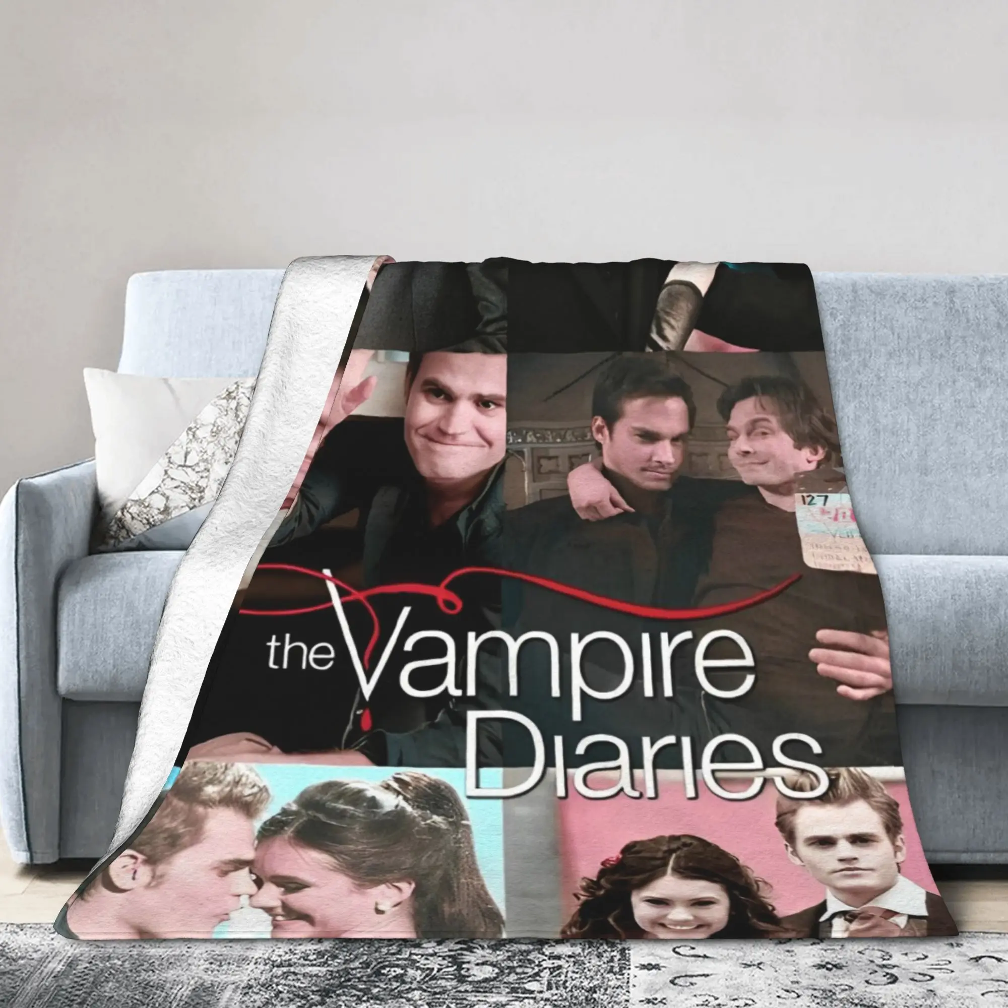 The Vampire Diaries Damon Salvatore Blanket Flannel  Winter   Lightweight Thin Throw Blankets for Bed Travel Bedding Throws