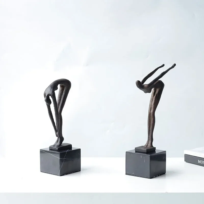 Metal Handicraft Creative Movement Figure Diving Sportsman Sculpture Abstract Swimming Metal Figurine Home Decoration
