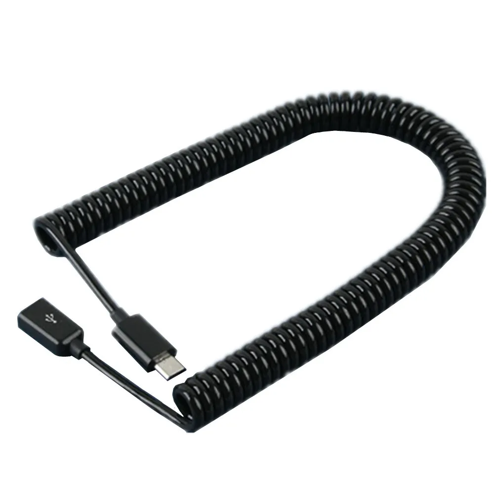 1m/3m USB 2.0 Coiled Micro USB  Male to Micro USB Female Extension Charging Spiral Cable Cord