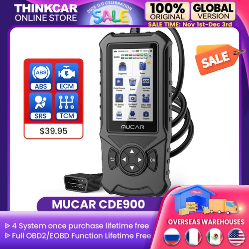Imagen 1 del producto MUCAR CDE900 escáner OBD2 automático herramienta de diagnóstico de coche con sistema de motor ABS SRS TCM actualización gratuita de por vida lector de código de error limpio
