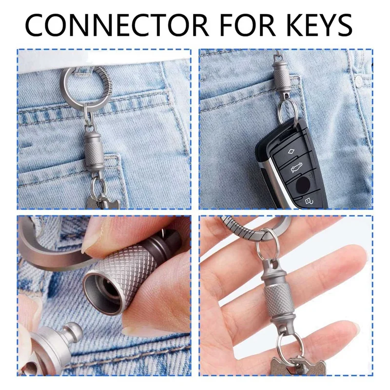 ELOS-2X Titanium Quick Release Keychain,Detachable Key Ring Pull Apart Keychain,Key Holder Accessory For Bag/Purse/Belt