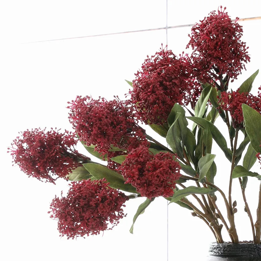 1 PCS Artificial Skimmia Reevesiana Flowers Branch Home Wedding Table Room Decoration Gift F1095