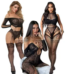 Sexy Lingerie Lady sexy underwear Bodystocking Classic Sexy Fishnet Mesh Crop Tank Top & Leggings Lingerie Set Without Liner