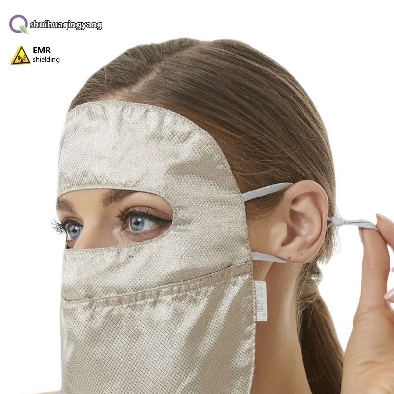 Electromagnetic radiation protective double-layer lozengy silver fiber face mask Mobile phone EMF shielding breathable face mask