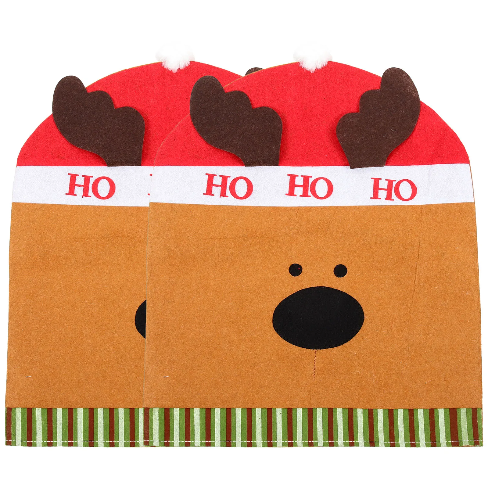 

2 Pcs Elk Chair Cover Christmas Table Decoration Xmas Seat Dining Slipcover Decorations Deer Cap