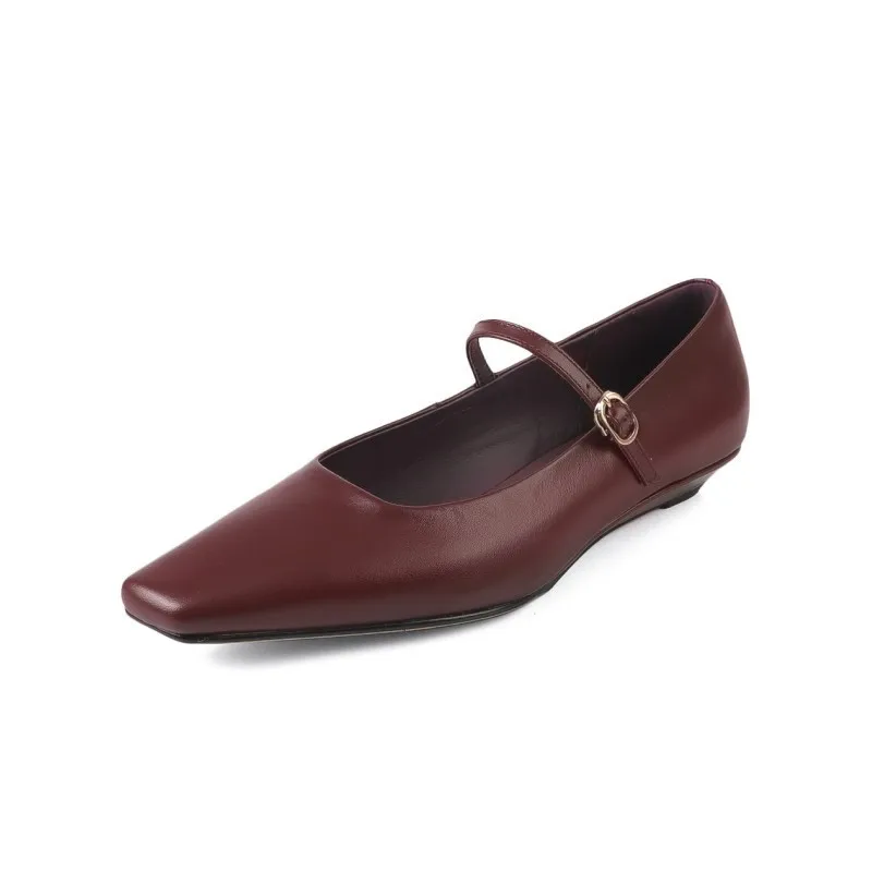 

Лето 2022, женские туфли Мэри Джейн из натуральной кожи, сандалии, модные женские туфли с пряжкой и квадратным носком, мягкая подошва