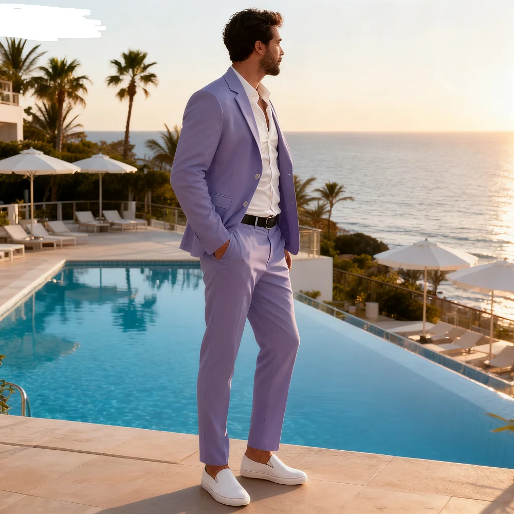 

Высококачественный приталенный мужской костюм-смокинг, деловой пиджак с лацканами и брюками, комплект из 2 предметов, вечерняя одежда для свадебной вечеринки