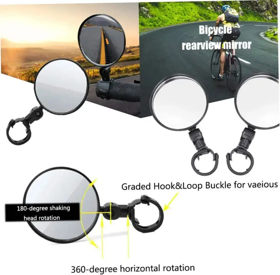 Universal Bicycle Rearview Mirror 360°Adjustable Rotate Convex Wide Angle Cycling Handlebar Rear View Mirrors