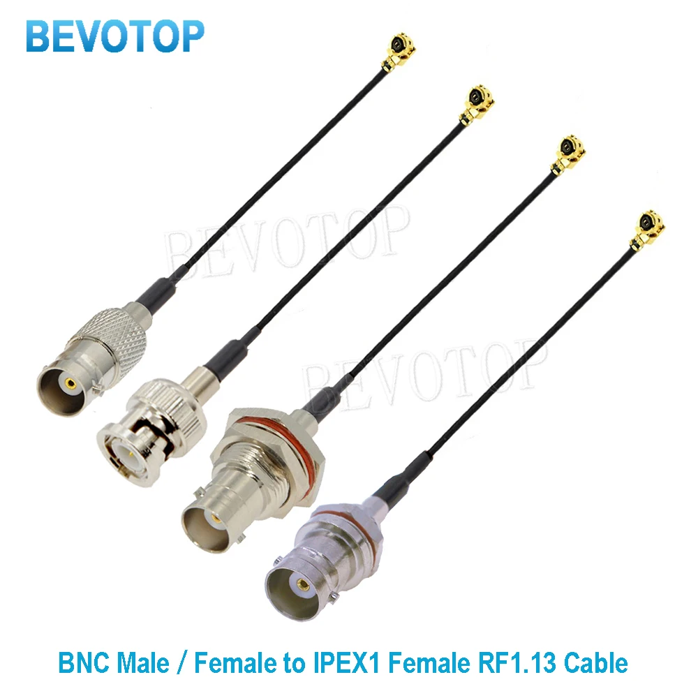 1pcs RF Pigtail 1  UFL to BNC Male / Female RF1.13 Cable Mini PCI WIFI WLAN Antenna Extension Cable RF Jumper BEVOTOP