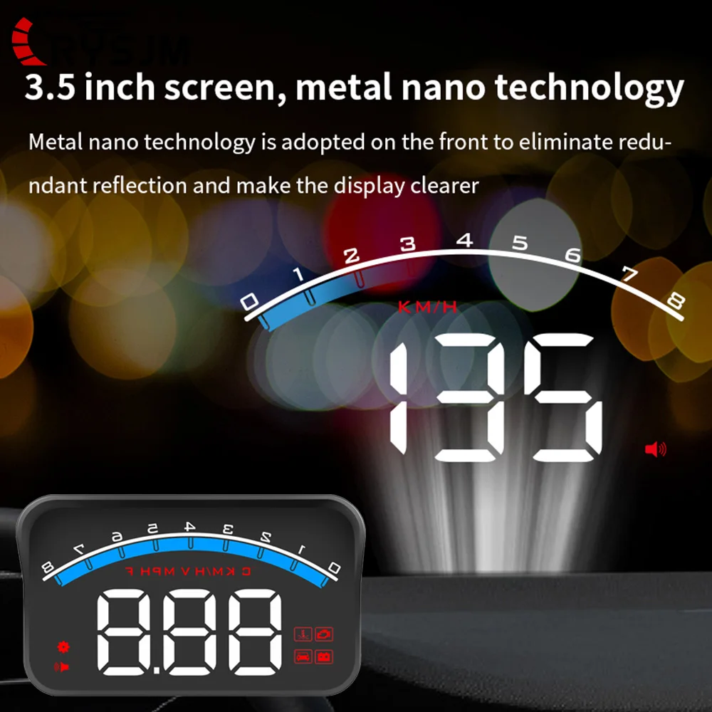 

M6S OBD HUD Head Up Display Windshield Projector Speed Water Tank Water Temp Voltage Car Accessories OBD2 Gauge With Fault Alarm