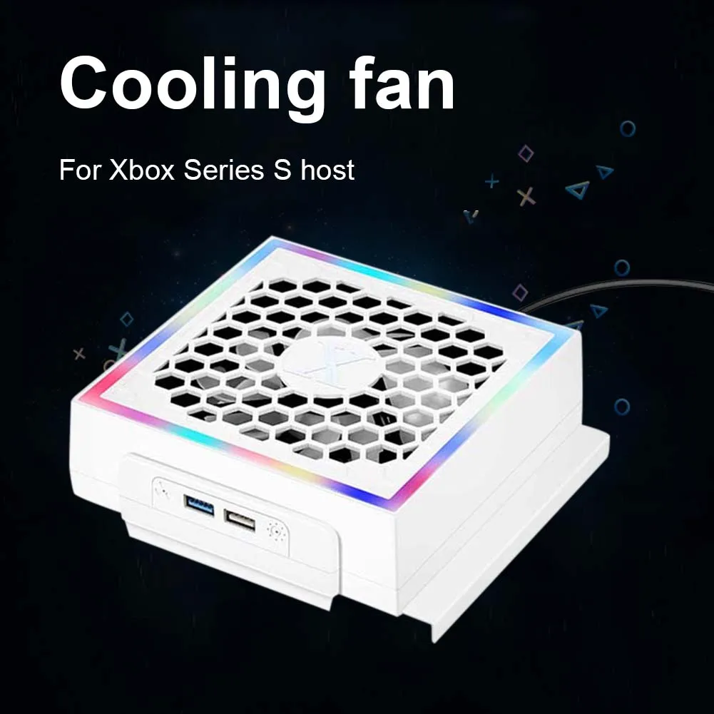 مروحة تبريد LED قابلة للتعديل مع 7 أوضاع إضاءة ومنافذ USB لتبريد وحدة التحكم Xbox Series S والديكور