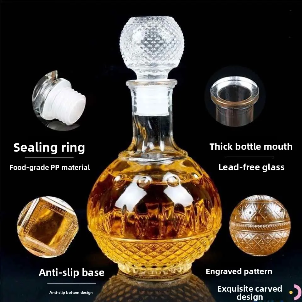 زجاجة نبيذ كريستالية محكمة الإغلاق على الطراز الأوروبي مع صنبور، زجاجة كحول للاستخدام المنزلي، زجاجة نبيذ أحمر، أواني زجاجية ... #1