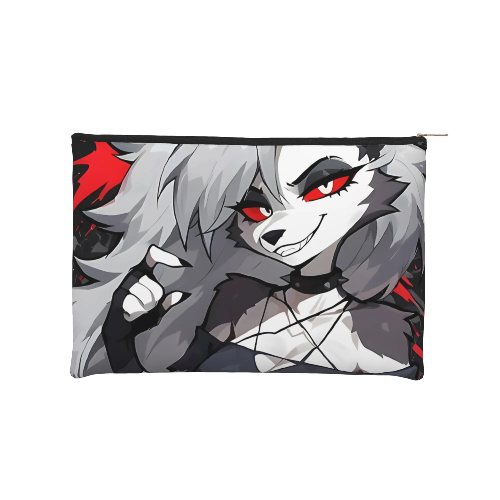 

Легкая косметичка Loona Fan Goth Anthro Wolf Girl в неоновом стиле, несессер H-Helluva Boss на молнии, косметический мешочек