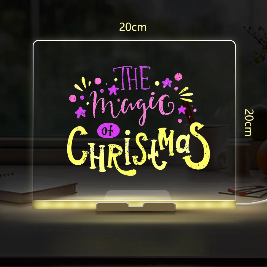 DIY Acrylic Fluorescent LED Light Board Glow Erasable Message Sign Whiteboard