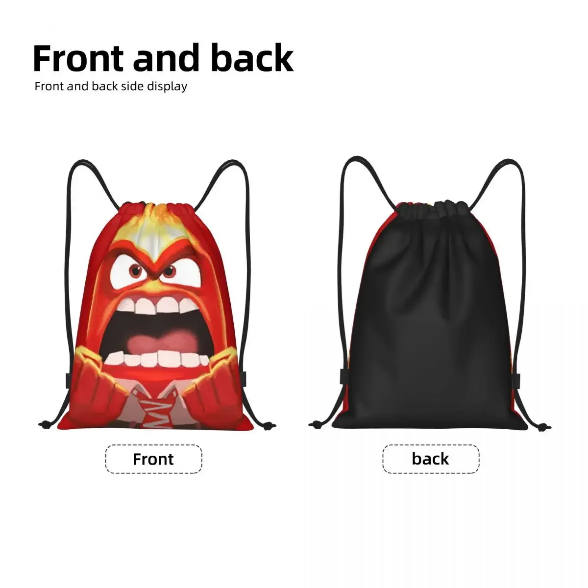 Custom Anger Inside Out Drawstring Backpack Women Men Sport Gym Sackpack Foldable Shopping Bag Sack