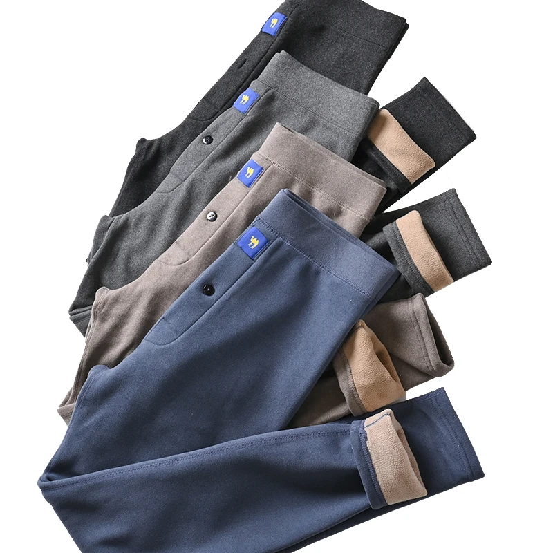 

Men's Thickened Fleece Lined Warm Pants Autumn Winter Thermal Underwear Quick Heating Camel down Men's Clothing Home Clothes