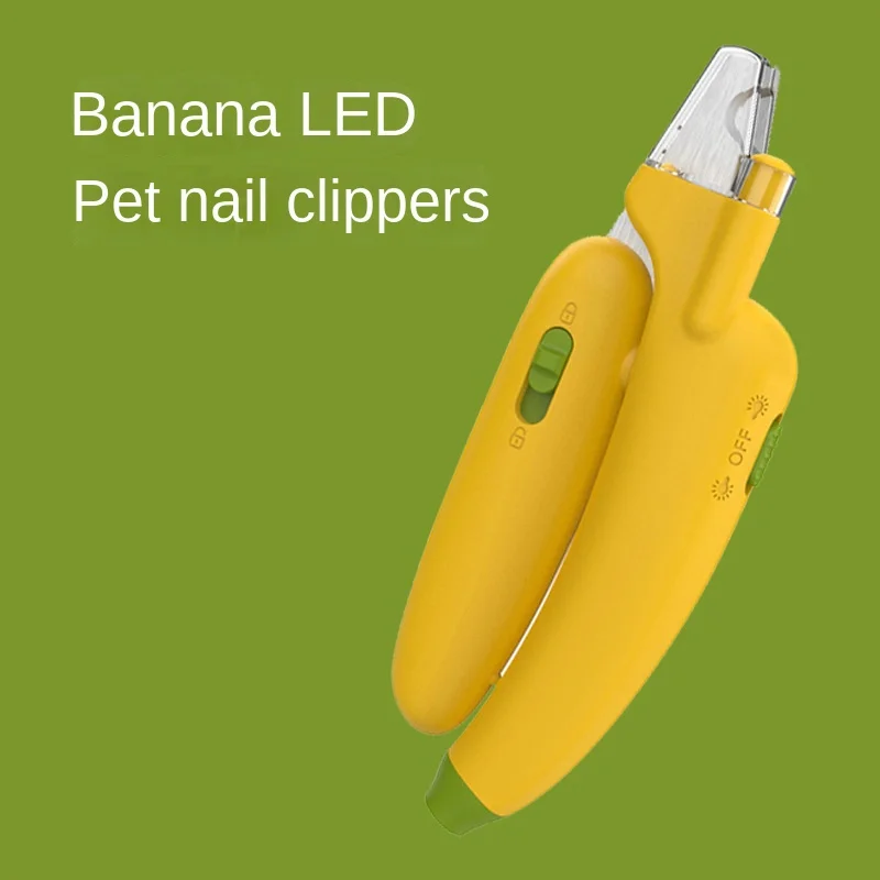 Banana Shape Pet Nail Toe Claw Clippers Scissors Professional Cat Dog LED Blood Line Multi-functional Nail Sharpener for Animals