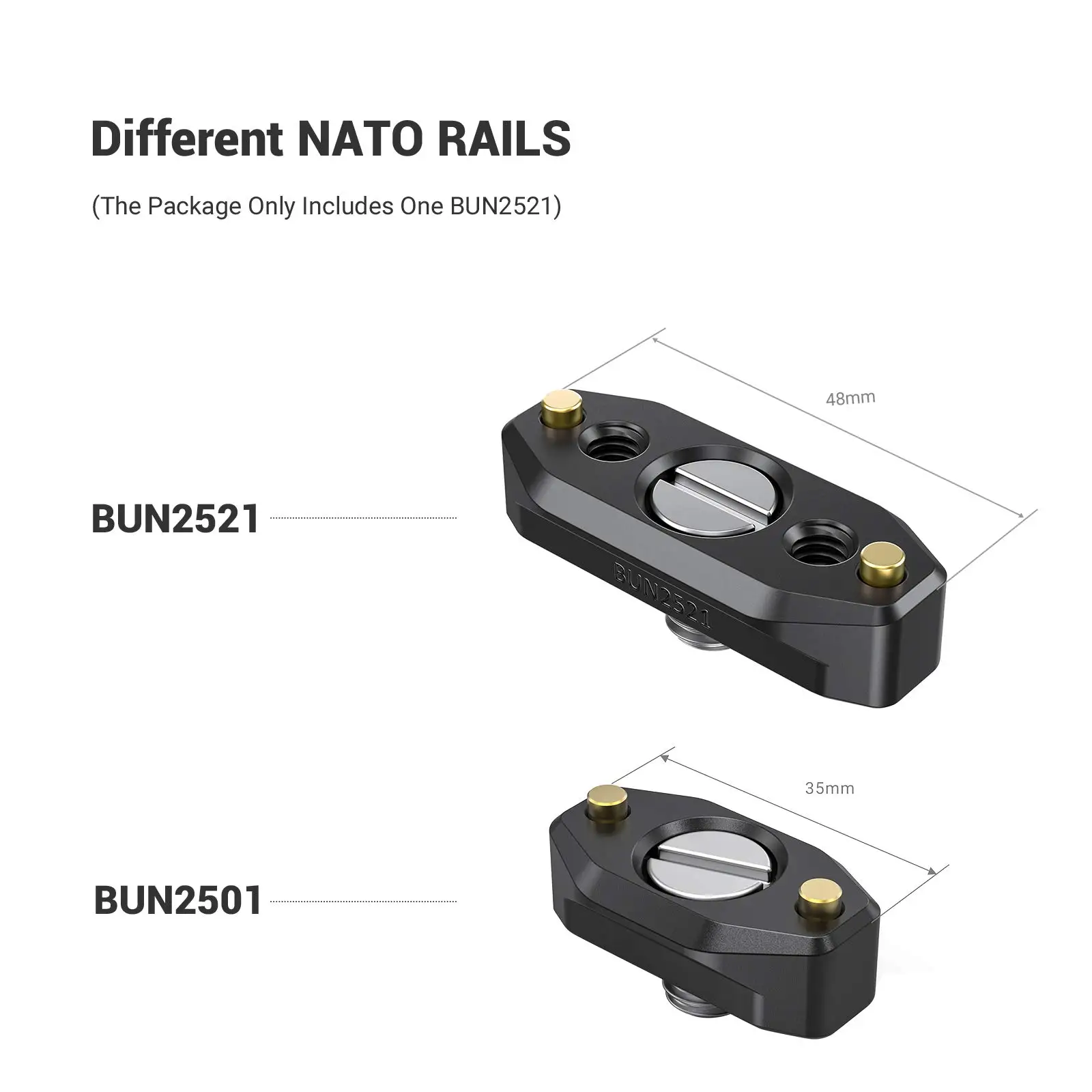 SmallRig Quick Release NATO Rail with ARRI Locating Screw 35 / 48mm For ARRI Accessory Mounts BUN2521B / BUN2501B