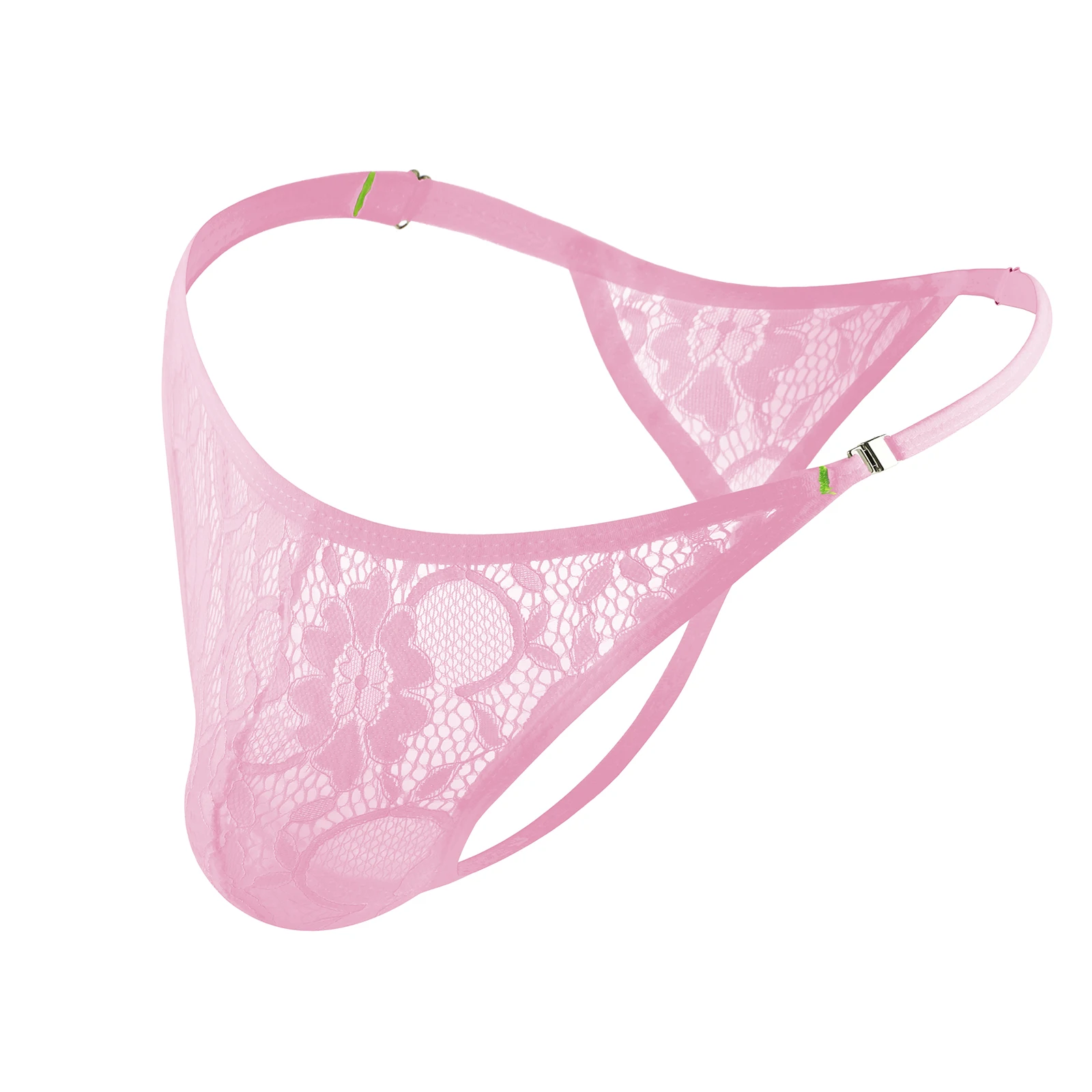 

Mens Underwear Lace Breathable Panties Side Open Buckle Adjustable Straps Solid Color Comfort Underpants