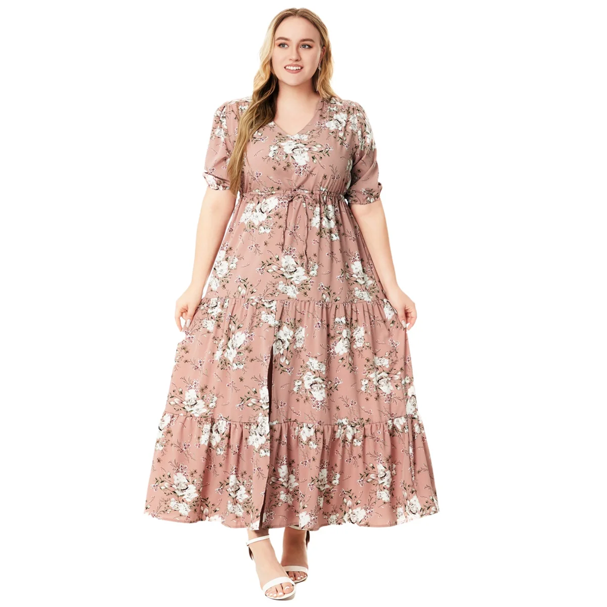 Plus Size Summer New Style Floral Print Bohemian Holiday Beach Dresses For Women