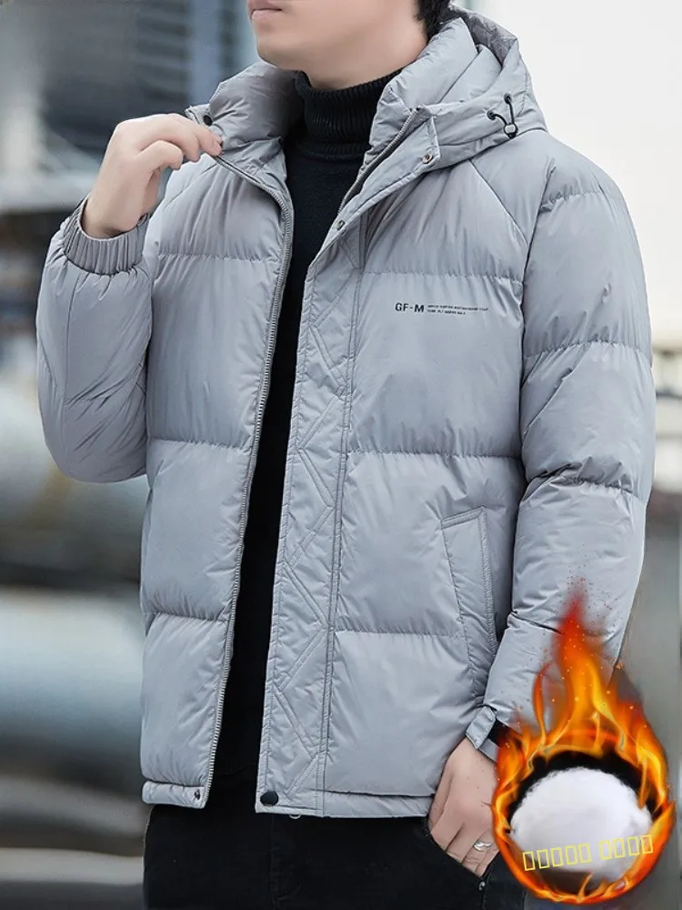 

Paul Winter Thiened down Cotton Jaet 2024 New Men's Hooded Versatile Warmth Bread Sle Coat Faionable Urban Casual