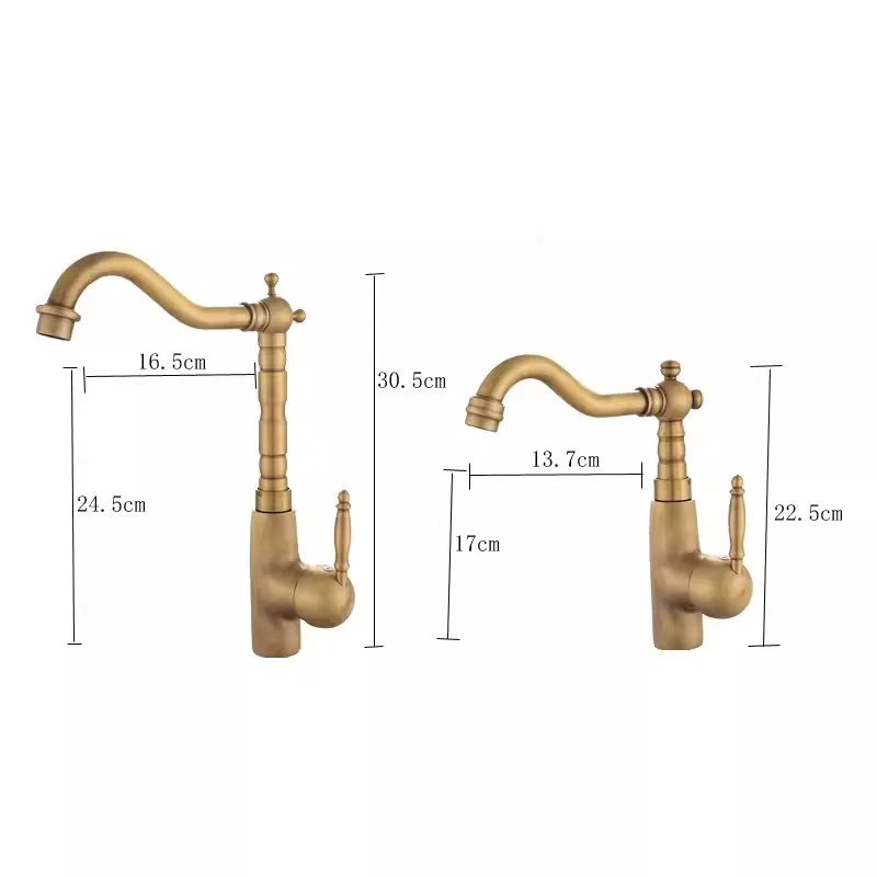 Gold Bathroom Faucet Antique Basin Faucet 360 Rotatiing Kitchen Faucet Brass Sink Mixer Sink Mixers Tap Hot Cold Water Crane