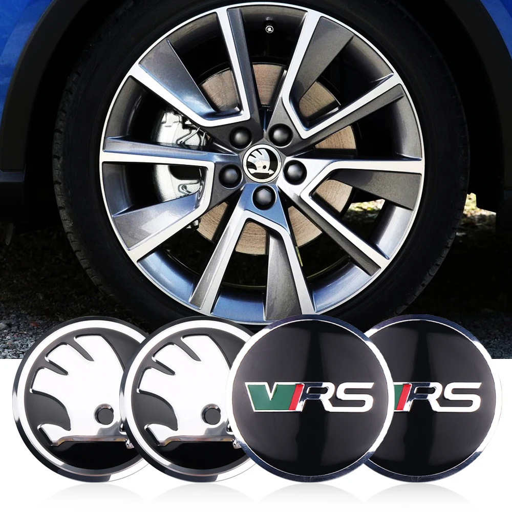 4Pcs 56mm Car Wheel Hub Cap Stickers Emblem Cover Accessories For Skoda Octavia Mk3 Fabia 2 Superb 3u 2 Kamiq Kodiaq VRS VII