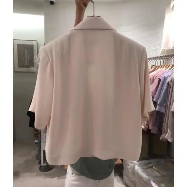 

2023 Korean Sle ort Women's oulder Pads Office Loose Casual Versatile Sun Protection Top Polyester Fiber