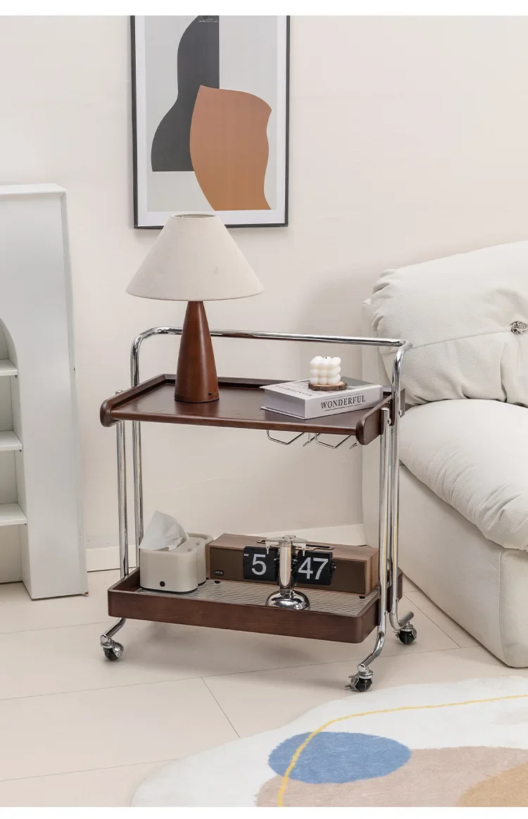 Home Living Room Sofa Storage Side Table Coffee Tables Movable Trolley Study Magazine Bookshelf Bedside Storage Rack