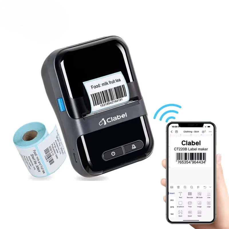 220B Portable Bluetooth Thermal Label Printer, 220B Cell Phone Long Distance Printing For Food Packaging Stickers
