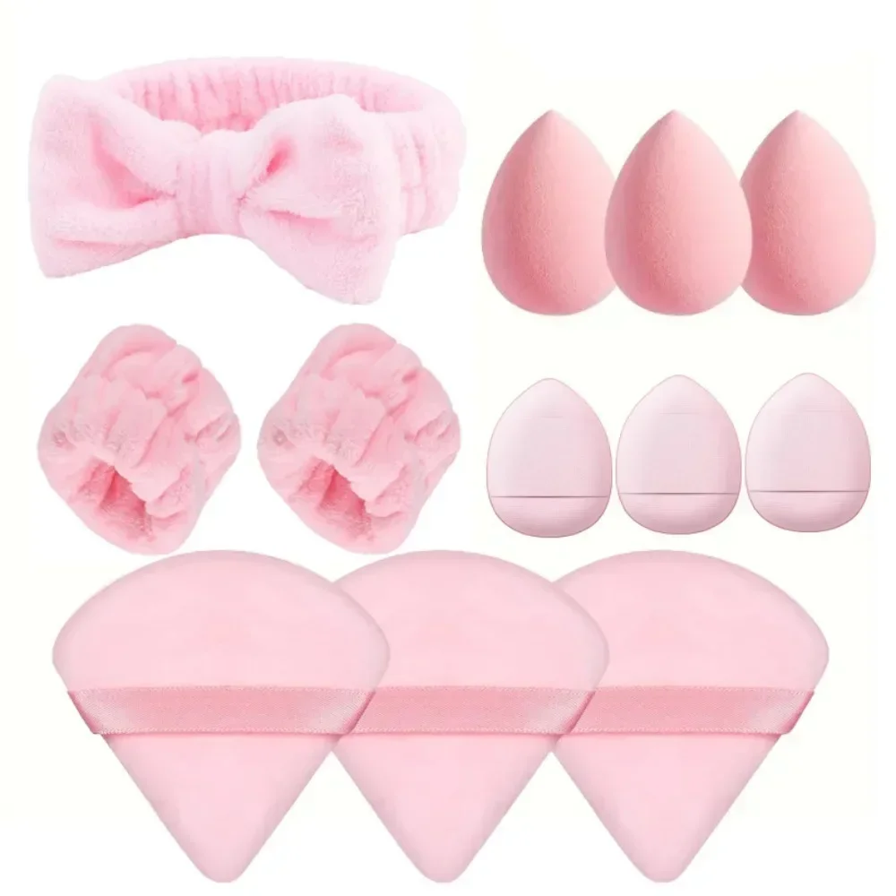 12/14Pcs Makeup Sponge Blender Beauty Egg Cosmetic Puff Foundation Sponges Puff Wash Face Headband Wristband Make Up Accessories