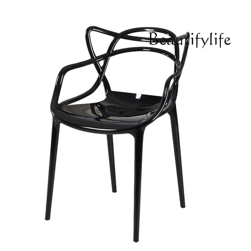 

Modern Fashion Transparent Dining Chair with Armrest Crystal Chair Club Restaurant Simple Acrylic Chair