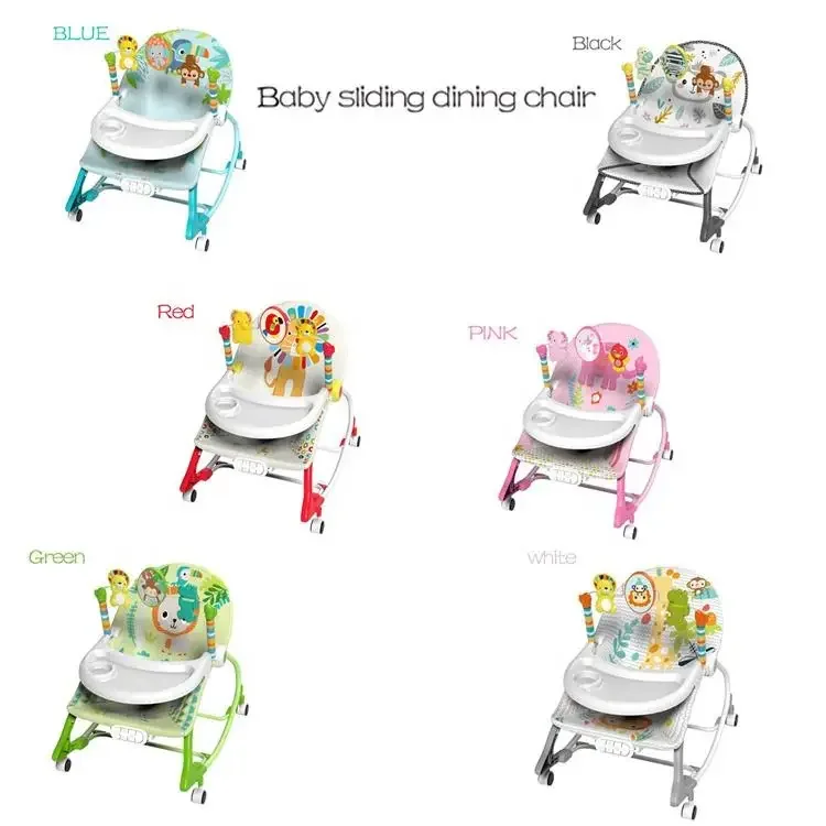 New Style Kids' Chair Dinning Table Adjustable Musical Baby Rocking Chairs With Universal Wheel And Vibration