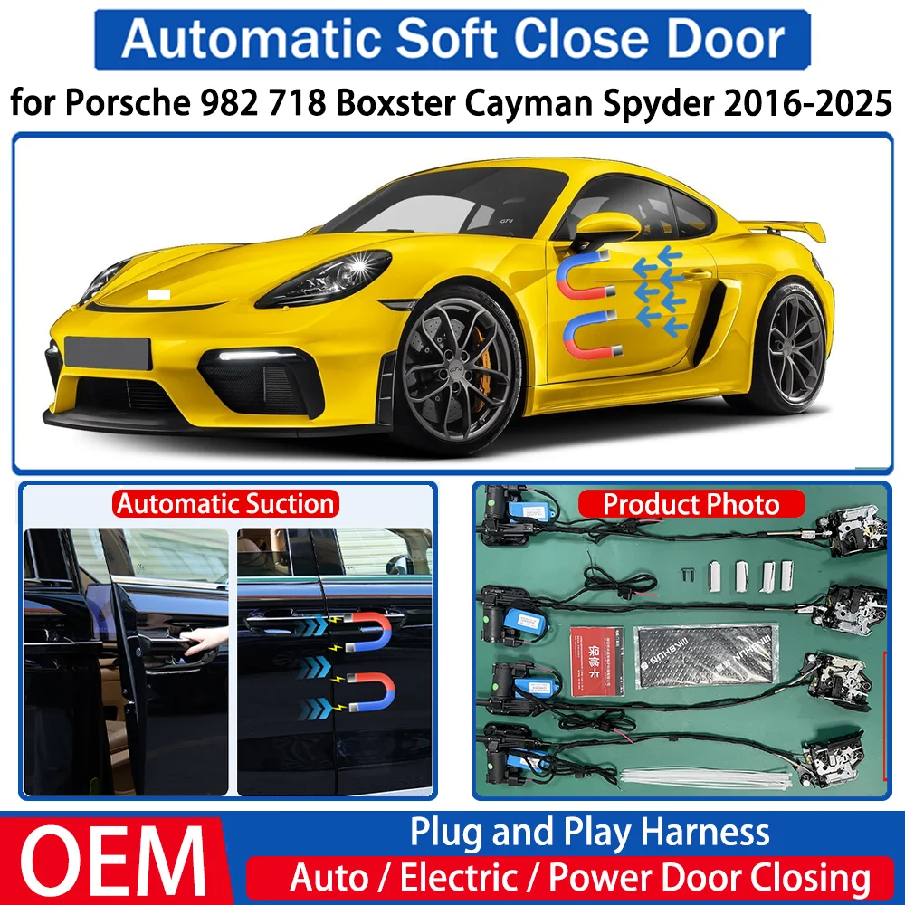 

for Porsche 982 718 Boxster Cayman Spyder 2016-2025 Car Automatic Soft Close Door Electric Suction Kit Auto Power Closing System