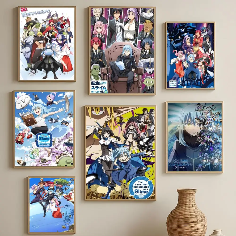 Anime-Poster „That Time I Got Reincarnated as a Slime“, selbstklebende, wasserfeste HD-Wandkunst, einfach anzubringen, Dekoration für mehrere Szenen