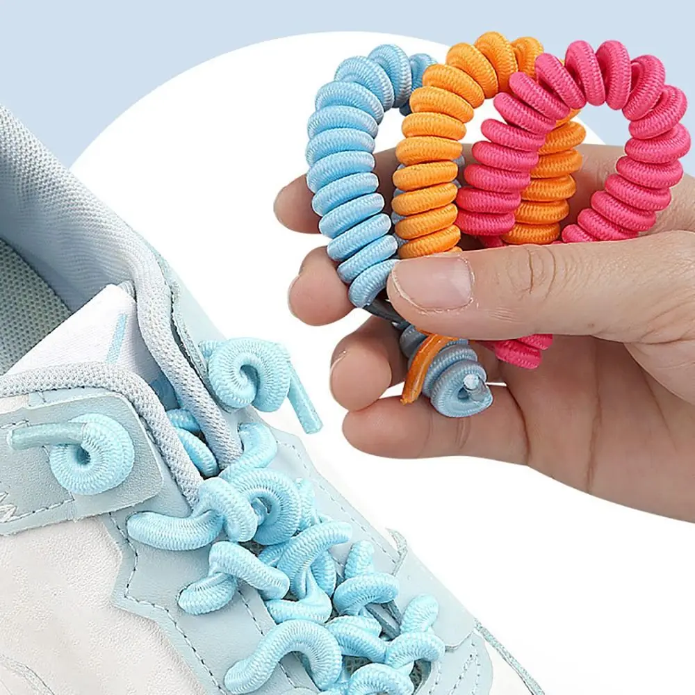 Curly No Tie Shoelaces Anti-fall Elastic Spring Shoe Laces No Tie Trainer Kids Shoe Laces Colours for Childs and Adults(1pair)