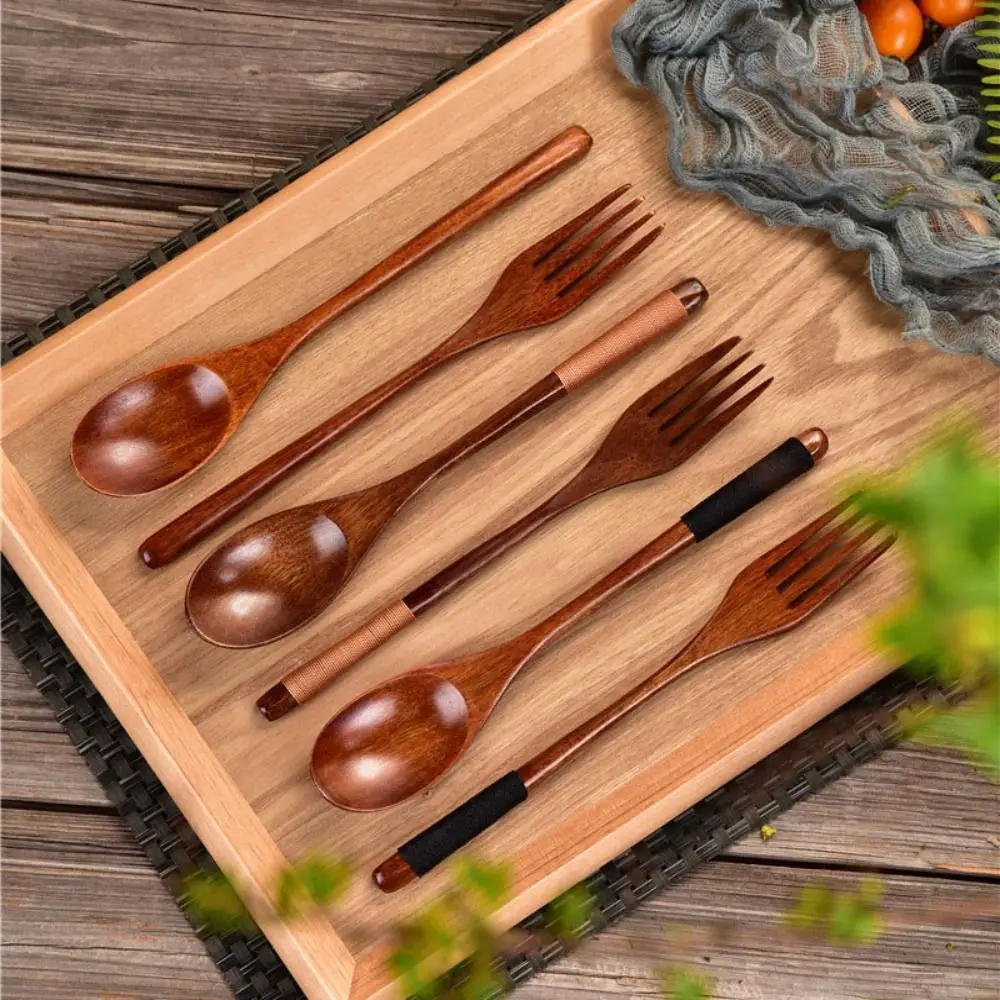 Handmade Wooden Spoon New Natural Wooden Fork Utensil Cereal Fork Kitchen Accessories