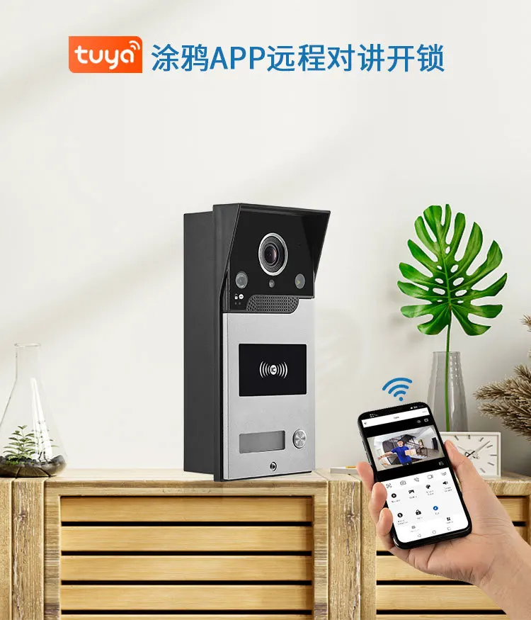 2MP 1080P Tuyaアプリ対応 RFID/NFC 有線 WIFI IPドアベル ビデオドアホン ビジュアルドアベル 室内チャイム付き ドアエントリーカメラ