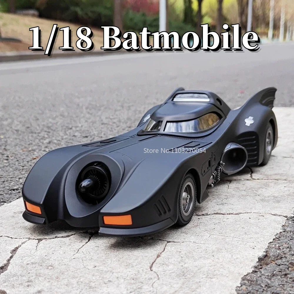 1/18 Simulation Batmobile Alloy Car Models Toys Diecasts With Sound Light Pull Back Chariot Collection Children Christmas Gifts