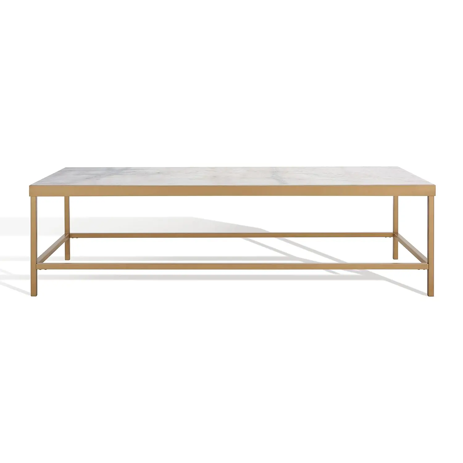 Couture Collection Caralyn White Marble/Brass Rectangular Coffee Table
