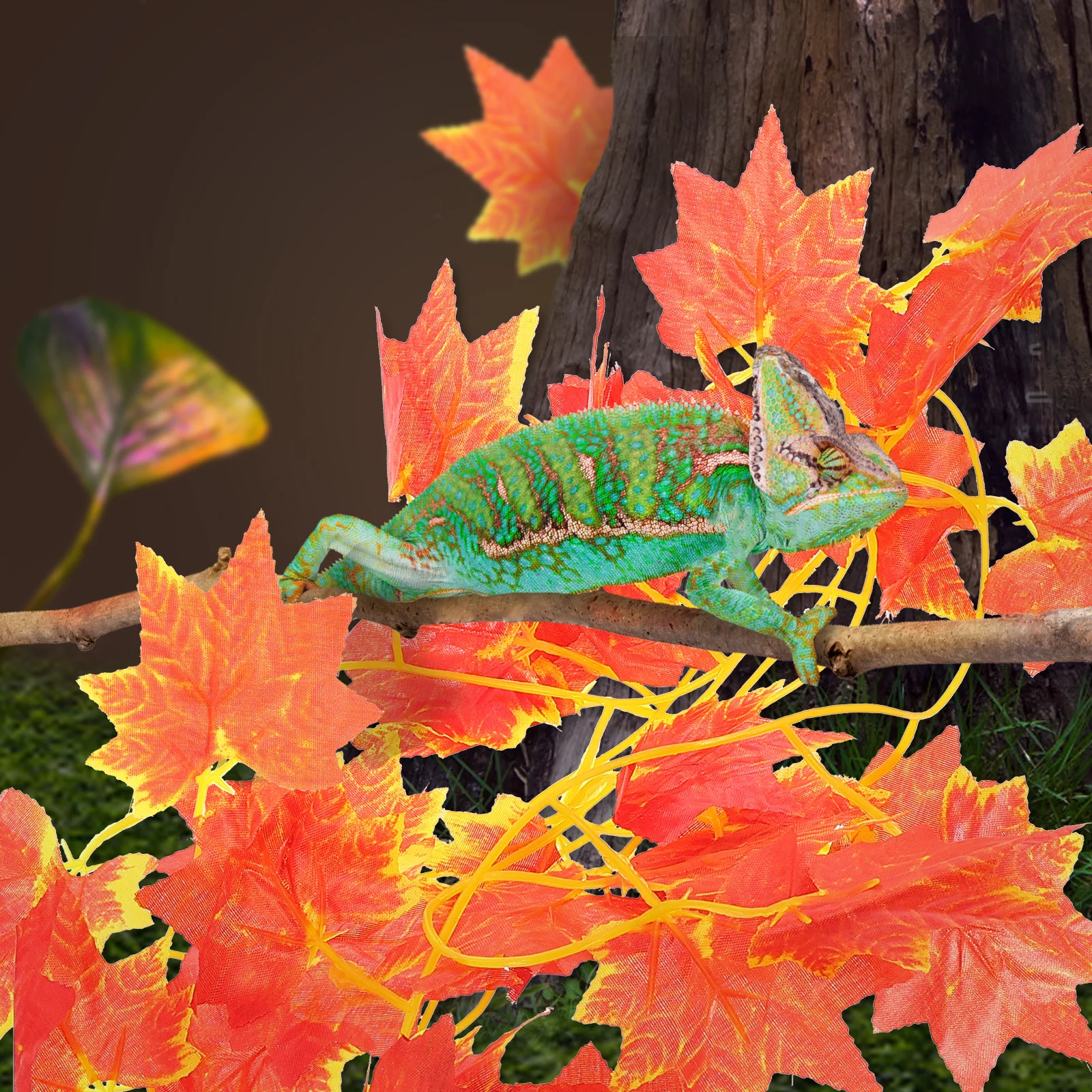 

Simulated Vine Plant Clear Texture Bright Color Safe Durable Terrarium Decor Reptile Box Fake Vine Reptile Terrarium Landscape