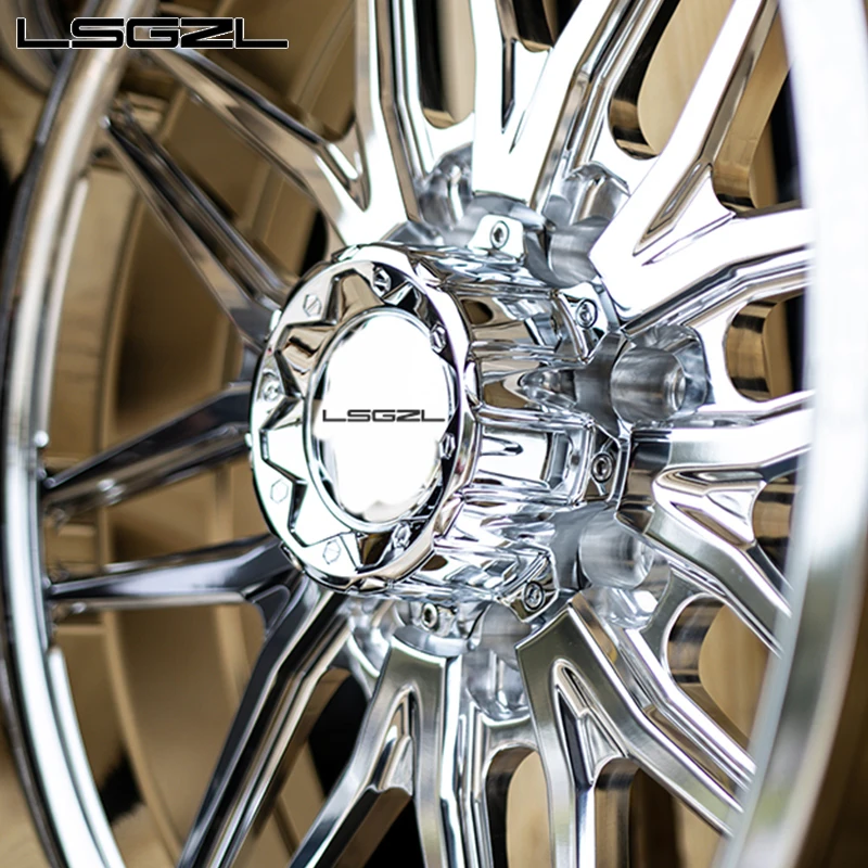 Hot-selling Custom Forged 20 22 24 26 28 Inch Deep Dish Chrome Polish Dually Wheels 8x65 8x170 Rims for cybertruck  F-250 F-350