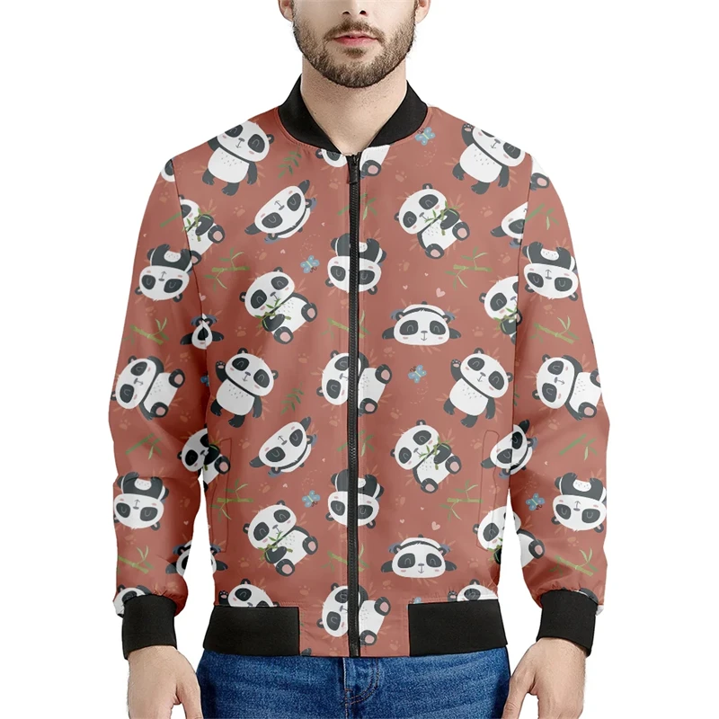 Kawaii Cartoon Panda Graphic 3D Print Men Women Flight Jacket Harajuku Hip Hop High Street Unisex Bomber Jackets Tops Clothing