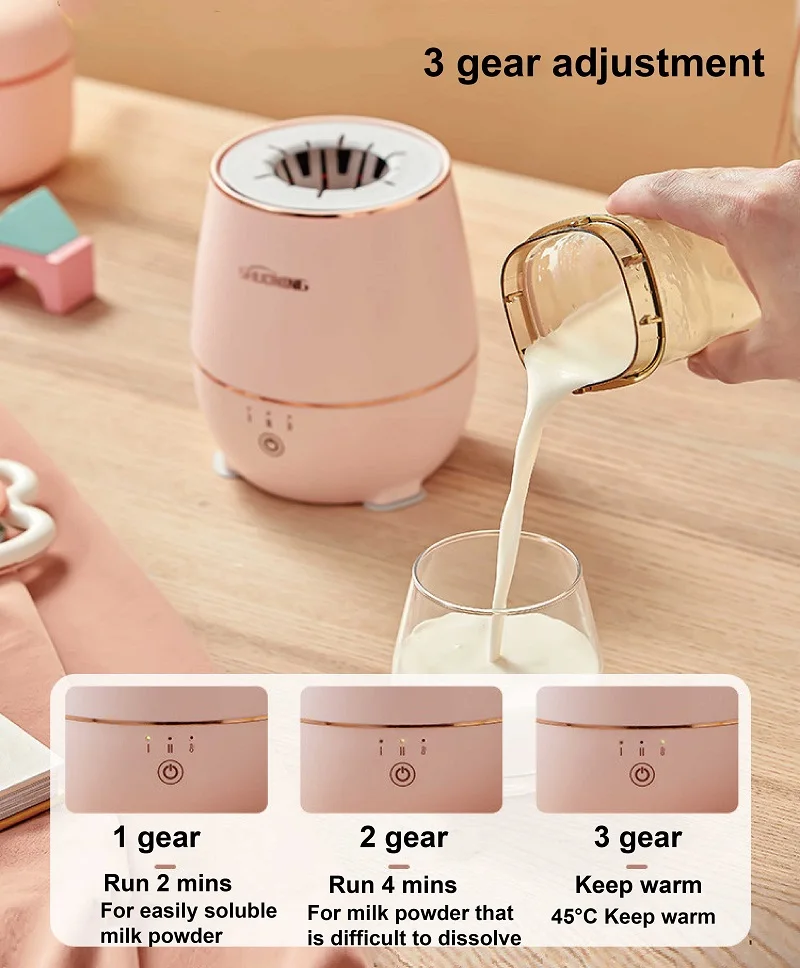 خلاط بودرة حليب أوتوماتيكي محمول ، خلاط حليب للأطفال ، قضيب كهربائي متعدد الوظائف ، 3 تروس عازلة قابلة للتعديل ، تحريك من الحليب mAh