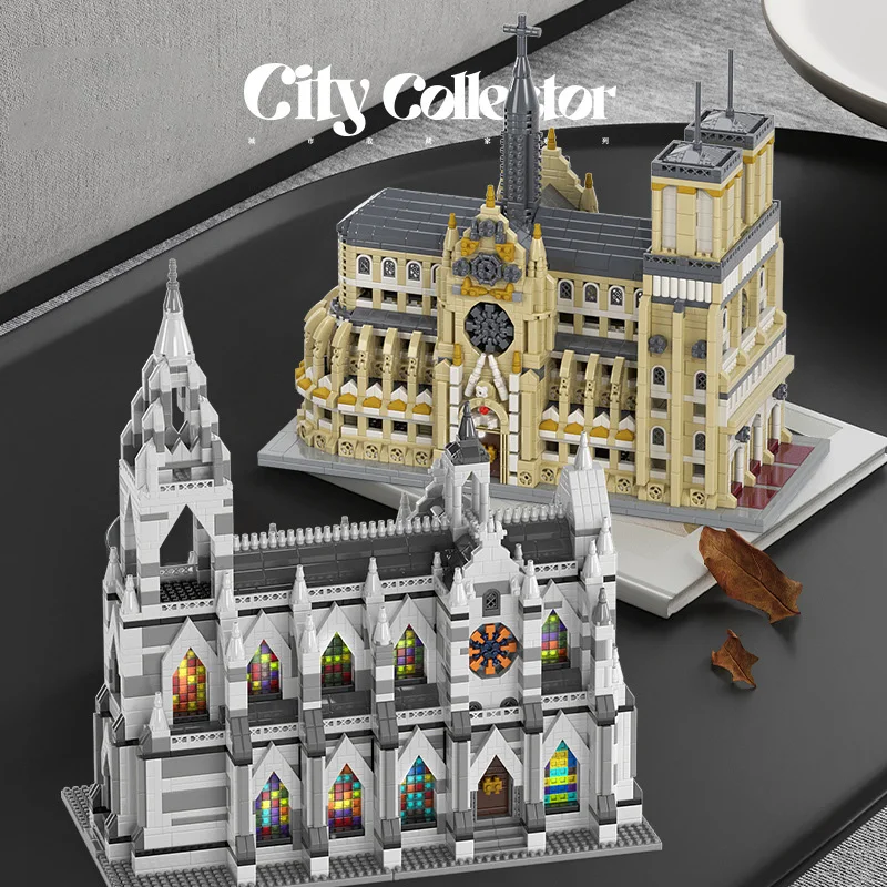 City World Famous Architectural Cologne Cathedral Micro Bricks Building Blocks Street View Notre-Dame de Paris Construction Toys