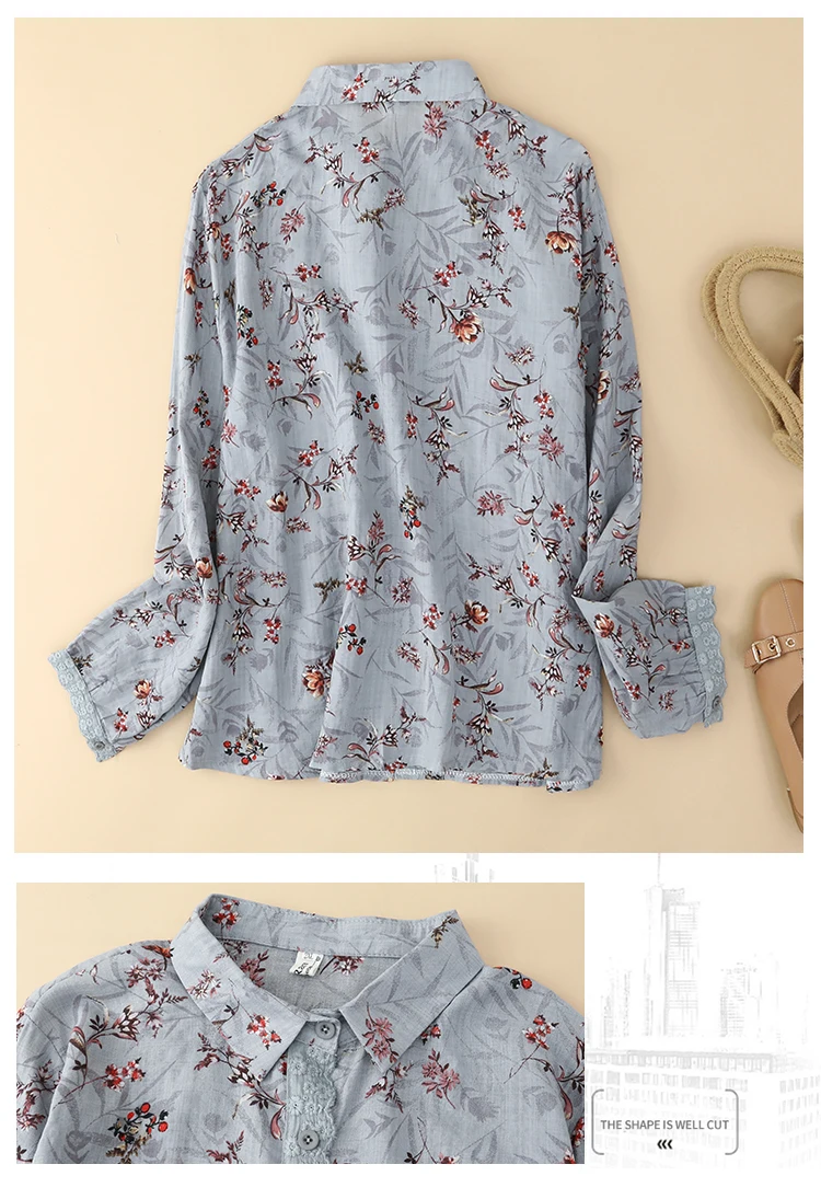 Chinese Style Women\'s Blouses Spring/summer New Prints Women Shirts Loose Long Sleeves Korean Top Cotton Linen Clothing Sales