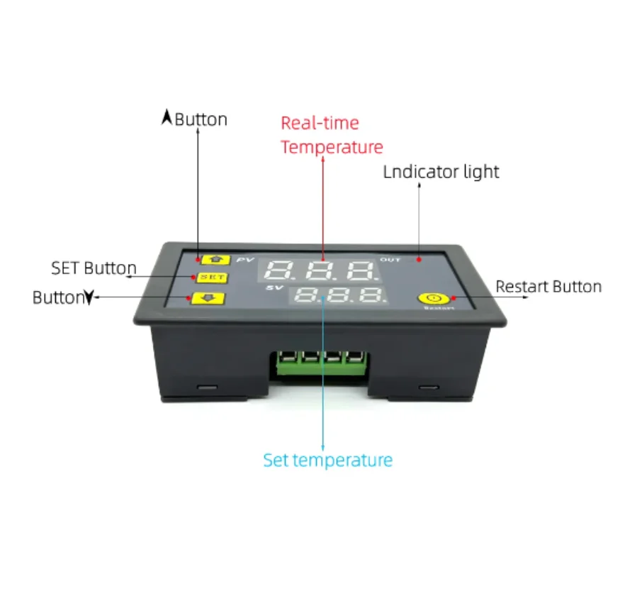 W3230 Miniature Digital Temperature Controller DC12/24V AC110-220V 20A Thermostat Heating and Cooling Thermostat (with Sensor)