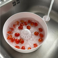 Automatic Vegetable Fruit Cleaning Basin Washer - Ultrasonic Food Washing Machine with Detachable Basin for Pesticide Removal